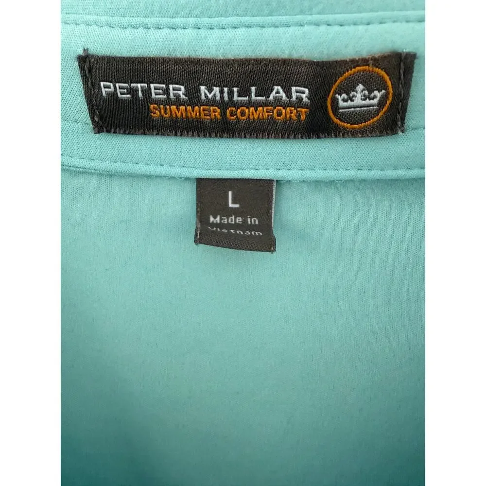 Peter Millar Summer Comfort Polo Large Blue Performance Golf Shirt Mens L - Picture 3 of 7